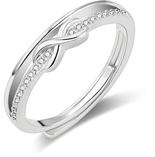 ALEXCRAFT Ring Silber Damen Unendlichkeitsring Verstellbar Stapeln Daumenring Eheringe Silber 925 Verlobungsring Umarmen Ring Engagement Ringe Frauen Promise Band Ring Zirkonia Ring für Damen Schmuck