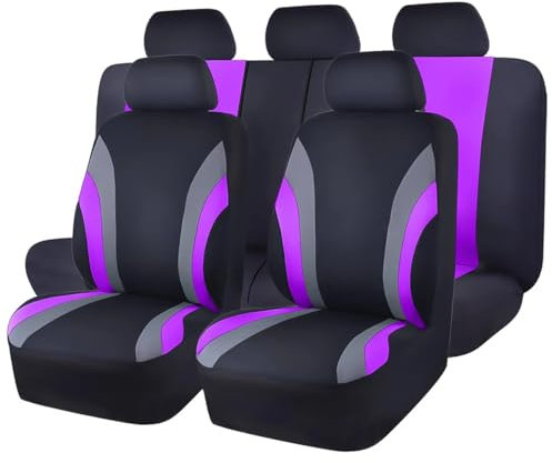 VALKEM Auto Sitzbezüge für VW UP 2011 2012 2013 2014 2015-2023, Allwetter Rutschfester Atmungsaktiv Stoff Sitzbezüge Komplettset, Vorne und Hinten Sitzschoner Zubehör,F Purple