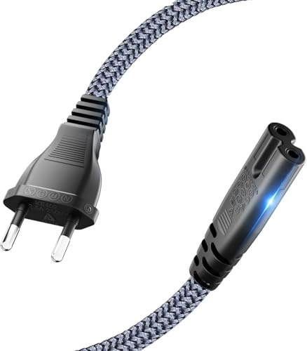 Goalfish 10 m Stromkabel 2 Polig Typ C Eurostecker auf C7 Buchse, Nylon | Robust,Euro-Netzkabel Kleingerätekabel Euro 8 mit VDE,für PS5 PS4 PS3 Xbox Serie X/S,TV,Blu-Ray,Haushaltsgeräte und Netzteile