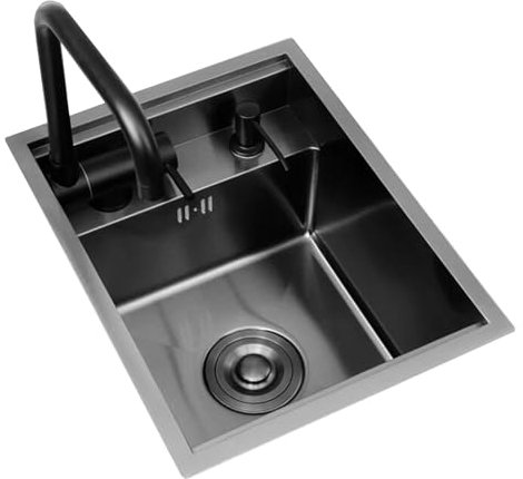HUIBBGO Fregadero pequeño de Acero Inoxidable 304 para Cocina, Restaurante, cafetería, Bar, Fregadero Invisible de una Sola Ranura con Tapa, Cuenco para Lavar Verduras, Fregadero de Agua, fregaderos