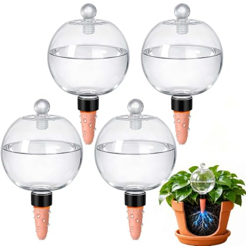 Bukbas Plant Watering Devices, 4PCS Plant Watering Globes, Self Watering Plant System for Plants, 500ml Water Plants Ball Automatic Self-Watering Irrigation for Indoor & Outdoor Plants, Easy to Use