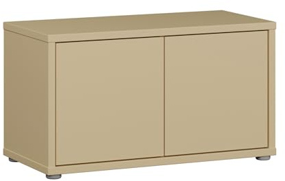 Forte Alice Springs Sitzbank 70 80, 2-türig, modern-minimalistisch, Holzwerkstoff, Flur/Schlafzimmer, Buttergelb, 74,5 cm breit x 41,5 cm hoch x 34,9 cm tief