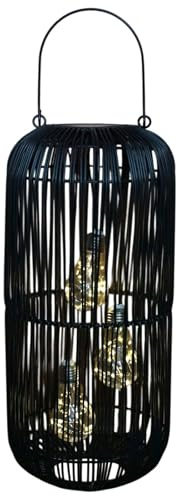 formano Solarlaterne Außen Rattan Look 45 cm mit 3 LED Birnen & Sensor | Dämmerungssensor & Timerfunktion 6h AN / 18h AUS für automatische Beleuchtung ohne Aufwand