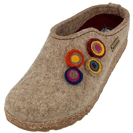 HAFLINGER Grizzly Kanon Filzpantoffel Hausschuh Filzclog Kork Torf, Gr. 45
