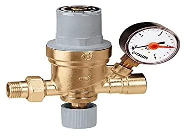 Caleffi 553640 Gruppo di Riempimento Automatico Pretarabile 1/2 Pollice Anticalcare, Ispezionabile, con Indicatore della Pressione di Taratura, Rubinetto, Filtro, Valvola di non Ritorno e Manometro