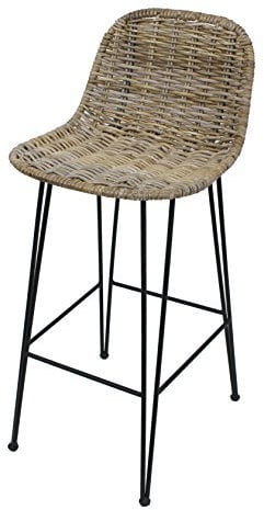 FRANK FLECHTWAREN Barhocker, Bistro Stuhl, Hoher Stuhl Rattan Barstuhl Modern Line 40 x 42 x 91 cm, Sitzhöhe 67 cm