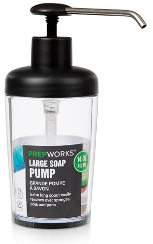 PrepSolutions - Dispensador de jabón, acero inoxidable plástico silicona, Multicolor, 14 Ounce