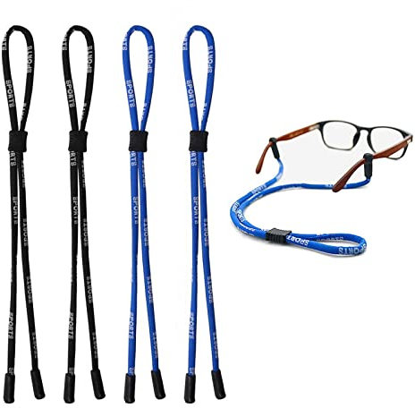 kuou 4 pcs Safety Glasses Strap, Glasses chain glasses cord sunglasses chain Universal Fit Rope Sports Glasses String Adjustable Eyewear Strap Eyewear Holder sunglasses strap Lanyards for Men Women