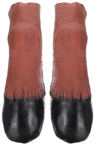 TENDYCOCO 1 Pair Rubber Horse Hooves Animal Glove Halloween Party Adult Costume Props (Light Brown)