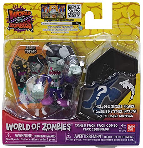World of Zombies 44271 44273 Bandai Zpain Torero & Mystery 2.5 Inch Figures (2-Pack), Multicolor