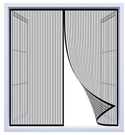 Mosquitera Ventana Magnetica, Mosquitera Para La Ventana, Cortina de Ventana para Prevenir Mosquitos y Insectos, Se cierra automáticamente es fácil de instalar - Negro 60cm(Ancho) x 100cm(Alto)