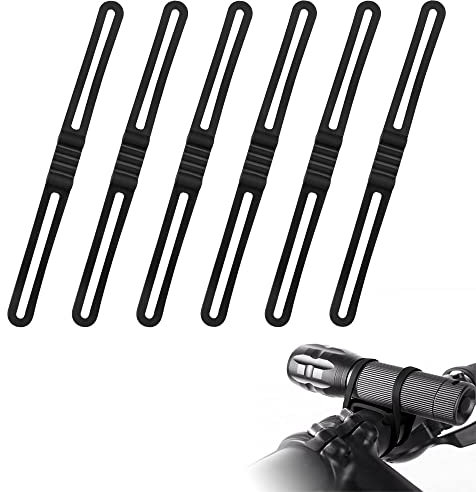 KLYNGTSK 6 Stück Fahrrad Silikonband Taschenlampe Gummiband Halterung Fahrrad Silikon Feste Riemen 20cm Radfahren Fahrradgurte Fahrrad Handy Befestigungsband Silikon Lenker Halter für Taschenlampe