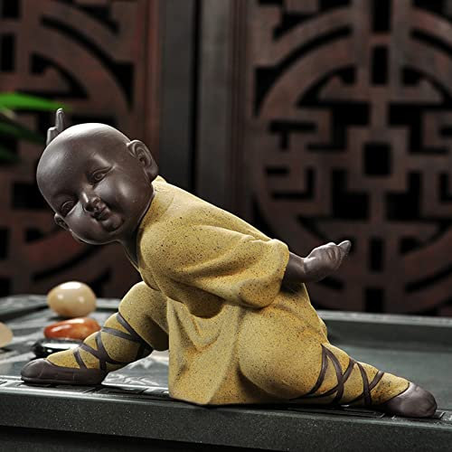 Cutfouwe Little Monk Figures Small Buddha Monk Statue Decorations Zen Garden Figure Ornaments Mini Garden Landscape Hand-Carved Buddha Statue Buddhism Lucky/Happy/Wealth/Peace Sign,4