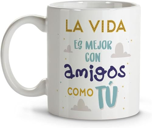 LolaPix Taza Mejor Amigo. Tazas Amistad. Tazas Desayuno Originales. Taza Cerámica 330 ml. Regalos con Frases. Tazas personalizadas.