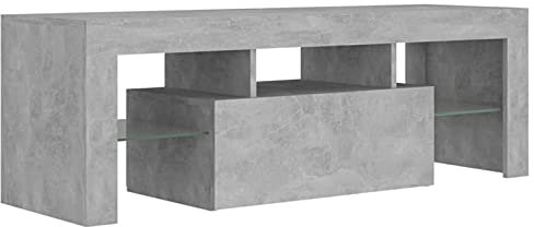 Tidyard Armario TV con Luces LED Soporte para TV Diseño Moderno Mesas para TV Aparador Estante Salón Sala de Estar Gris Hormigón 120 x 35 x 40 cm