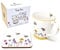 The Leonardo Collection Breakfast Mug & Coaster Set Busy Bees Floral Design by Jennifer Rose Gallery Tea Coffee Cup Gift, White