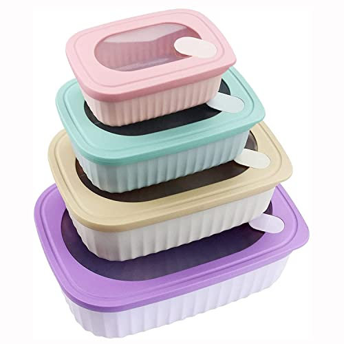 Frischhaltedosen mit Deckel Kunststoff, Lunchbox Erwachsene Auslaufsichere, Frischhaltedose Stapelbar Vorratsdosen Set Luftdicht, Kühlschrank Organizer, Mikrowellengeeignet, Spülmaschinenfest