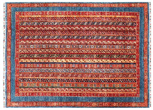 Afghan Ziegler Khorjin Teppich 170x240 Handgeknüpft Rot Gestreift Orient d