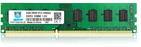 Motoeagle Memoria DDR3 4 GB DIMM 1333 MHz, 2RX8 PC3 10600U DDR3-1333 MHz UDIMM de Escritorio Sin Búfer Non-ECC 1,5 V CL9 240 Pines