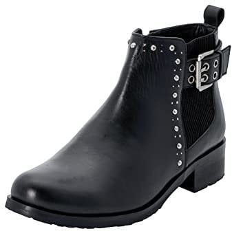 Sheego Damen Große Größen Stiefelette aus Leder, mit Nietenbesätzen - Klassisch
