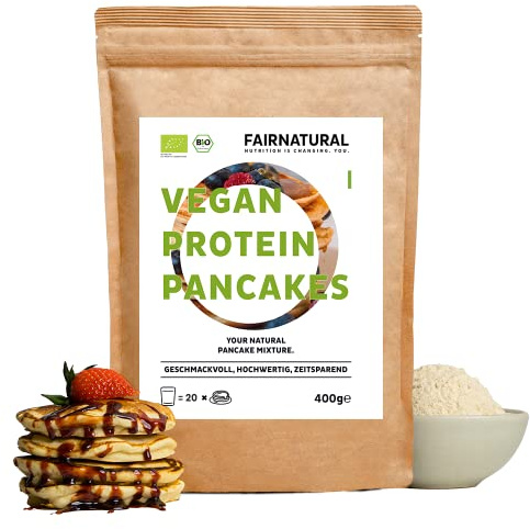 BIO VEGAN Protein Pancakes Mix [Regional aus Deutschland] Hochwertiges & gesundes Frühstück mit viel Protein und wenig Zucker (400g)