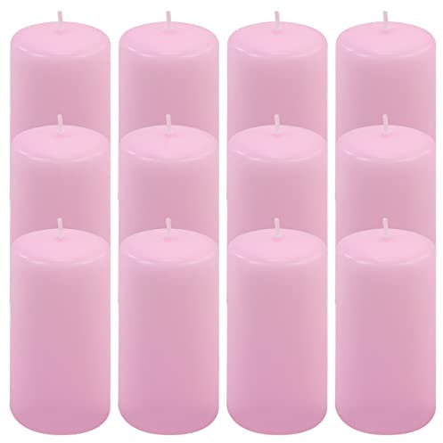 Stumpenkerze Höhe 11,5 cm Ø 6 cm lange Brenndauer Rund-Kerze Säulenkerzen Kerzen-Deko Tafelkerzen Weihnachts-Kerzen Hochzeit (pink, 12)