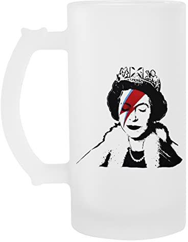 Suzetee Banksy Uk England Queen Elisabeth Transparentes Bierglas Mit Henkel Trinkbecher