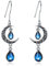 VONALA Keltische Ohrringe für Damen 925 Sterling Silber Keltischer Mond Ohrhänger Blauer Aquamarin Tropfenohrringe Keltischer Mond Schmuck Geschenke für Frauen Teenager Mädchen Geburtstag