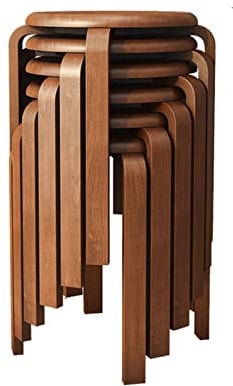 Stapelbare Bentwoodhocker Set von 6, Moderne Bent Barhocker mit rutschfesten Fußpads runden Holzhocker, hochrückenfreie Thekenstühle, Küchenstuhl für Home Office Pub und Wohnzimmer (Color : C)