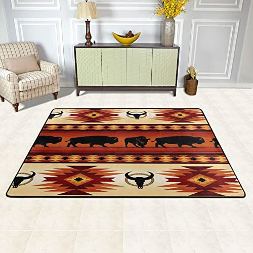 Flanell-Teppich Indianer Navajo-Muster Teppich Großer Bodenteppich rutschfest waschbar für Wohnzimmer Schlafzimmer 100 x 150 cm