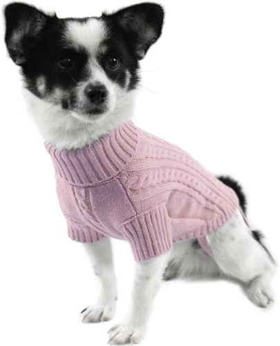 LiebeDD Hundepullover Kleine Hunde - Winter Warm Hundepulli mit Beinen Solide Klassisch Hunde Strick Pullover für Windhund Welpen und Katzen, Dog Sweater (Rosa S)