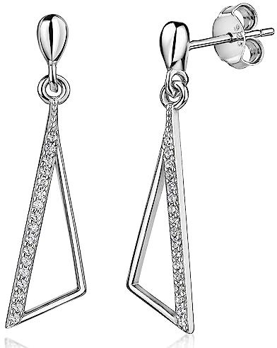MATERIA by Matthias Wagner Dreieck Ohrringe Silber 925 Ohrstecker hängend mit Zirkonia SO-479