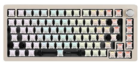 DrunkDeer A75 Rapid Trigger Mechanische Tastatur, Magnetschalter-Tastatur, TKL RGB, kabelgebunden, USB, kompakt, 82 Tasten mit Knauf, graue Barebones