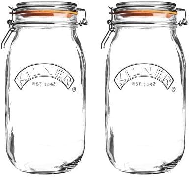 Kilner 3 Litre Glass Round Clip Top Jar (Pack of 2)