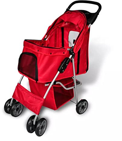 LAPOOH Hundewagen Hundebuggy Rot, Hundebuggy, Katzen Kinderwagen, Bollerwagen Hund, Katzen Wagen 170055