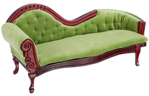 ABOOFAN 1:12 Scale Dollhouse Furniture, Victorian Miniature Couch with Carved Wood Frame, Miniature Sofa for Dollhouse Living Room Display
