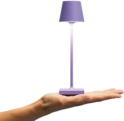SIGOR Nuindie pocket - Dimmbare kleine LED Akku-Tischlampe Indoor & Outdoor, IP54 spritzwassergeschützt, Höhe 21 cm, aufladbar mit USB-C, 7 h Leuchtdauer, veilchenlila