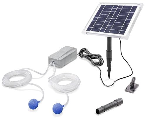 esotec Solar Teichbelüfter Set 6/200 Duo, LiFePO4 Akku, Teichbelüftung, Sauerstoffpumpe 200 l/h Luftleistung, Luftpumpe, Solarpanel 6W, Erdspieß 101849