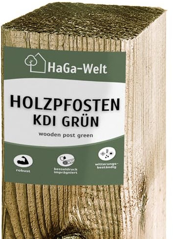 HaGa Holzpfosten 9x9cm | 150cm Höhe | 5 Stück - für Zaunbau - Kiefernholz Kesseldruckimprägniert - Ideal als Gartenzaun oder Hundezaun