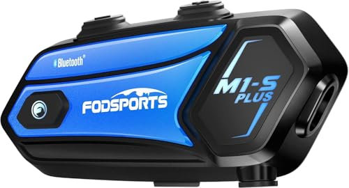 Fodsports M1-S Plus Motorrad Headset, 5.0 Bluetooth Intercom Motorrad Con Musik Teilen, 2000m Motorrad Kommunikationssystem für 10 Personen, Motorrad Kopfhörer mit FM Radio, Geräuschunterdrückung