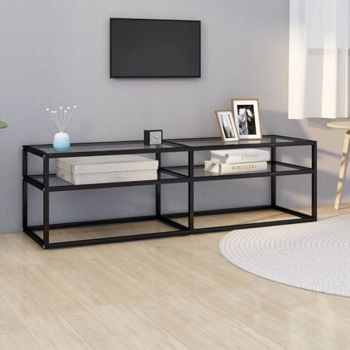 ShGaxin Meuble pour TV, table TV, meuble TV, meuble TV, meuble TV, meubles de salon, verre trempé transparent, 140 x 40 x 40,5 cm