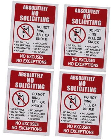 MUSISALY 4pcs No Entry Sticker Water Proof Stickers Doorbell Decal Stickers No Solicitors Sign No Entry Decals No Soliciting Window Cling Garage Door Sign Wall Art Sign Pvc Self-adhesive