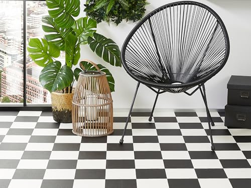 Misento CV-Bodenbelag Smart, PVC Schachbrett Schwarz-Weiß, 400 x 400 cm | Pflegeleichter CV Bodenbelag, Vinylboden Meterware (ca. 2,8 mm) für Küche und Wohnräume, Fußbodenheizung