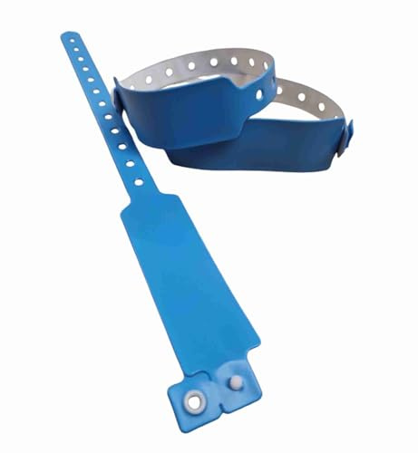 Wide Faced Vinyl Wristbands, 100 Pack (Blue)