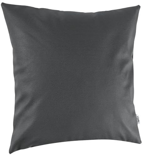 Kissenbezug Kunstleder Dekokissen Sofakissen Leder-Kissenbezüge Kissenhülle Kissen KUMO Grau 50x50cm ohne Füllung