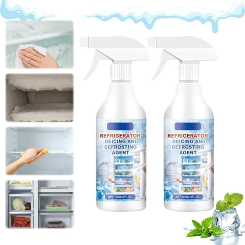 2024 Abtauspray für Kühl-/Gefrierschrank, Gefrierschrank-Abtauspray, Abtauspray, Kühl-/Gefrierschrank-Enteisungsspray, Enteiser, 120 ml (2, weiß)