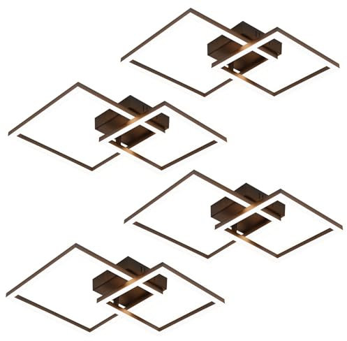 Homefire Deckenlampe LED Deckenleuchte Wohnzimmer -4er 20W Wohnzimmerlampe Warmweiß Schlafzimmerlampe Modern Design Schwarz Küche Lampe Eckig Deckenbeleuchtung für Schlafzimmer Flur Büro