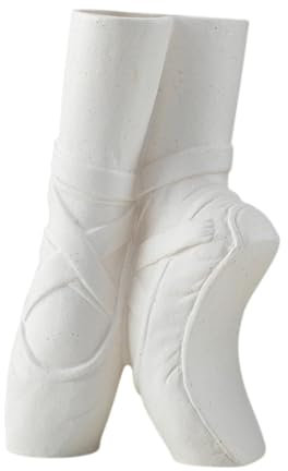 Fenteer Ballettschuhförmige Blumenvase, Kunstkeramikvase, Dekorative Vase für Den Innenbereich, Hydrokulturvase, Anzuchtvase für Den Eingangsbereich, Weiß