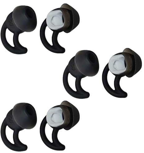 Rhinenet Ersatz-Ohrstöpsel für Bose QC20 QC20i QC30 SoundSport SIE2i IE2 IE3, weiches Silikon, 3 Paar, klein (schwarz)