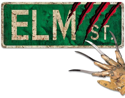 flinelife „Elm Street“ Schild, 40,6 x 15,2 cm, Horrorfilm-Metallschild – perfekt für Horrorfilm-Liebhaber, Schild als Geschenk